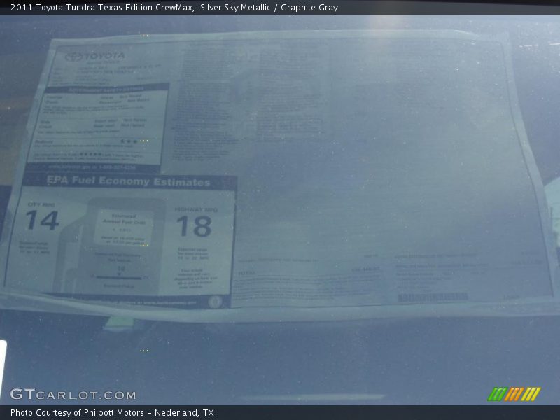 Silver Sky Metallic / Graphite Gray 2011 Toyota Tundra Texas Edition CrewMax