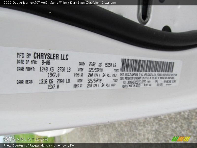 Stone White / Dark Slate Gray/Light Graystone 2009 Dodge Journey SXT AWD