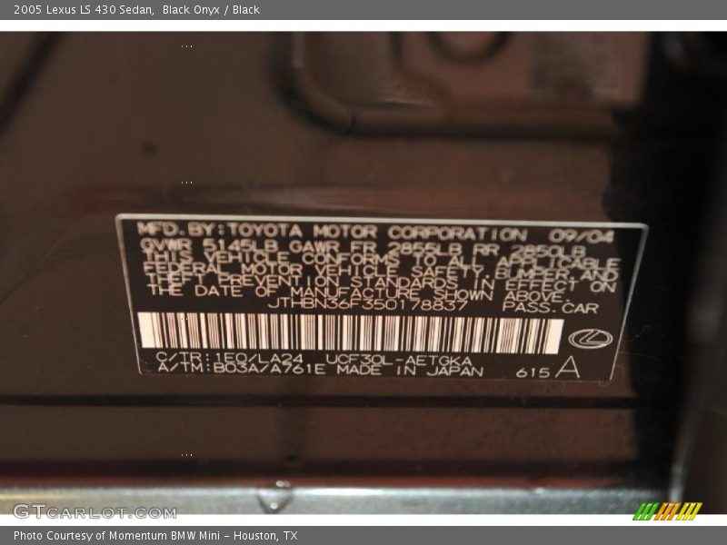 Black Onyx / Black 2005 Lexus LS 430 Sedan