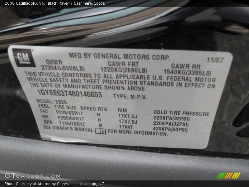 Black Raven / Cashmere/Cocoa 2008 Cadillac SRX V6