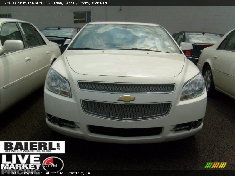 White / Ebony/Brick Red 2008 Chevrolet Malibu LTZ Sedan