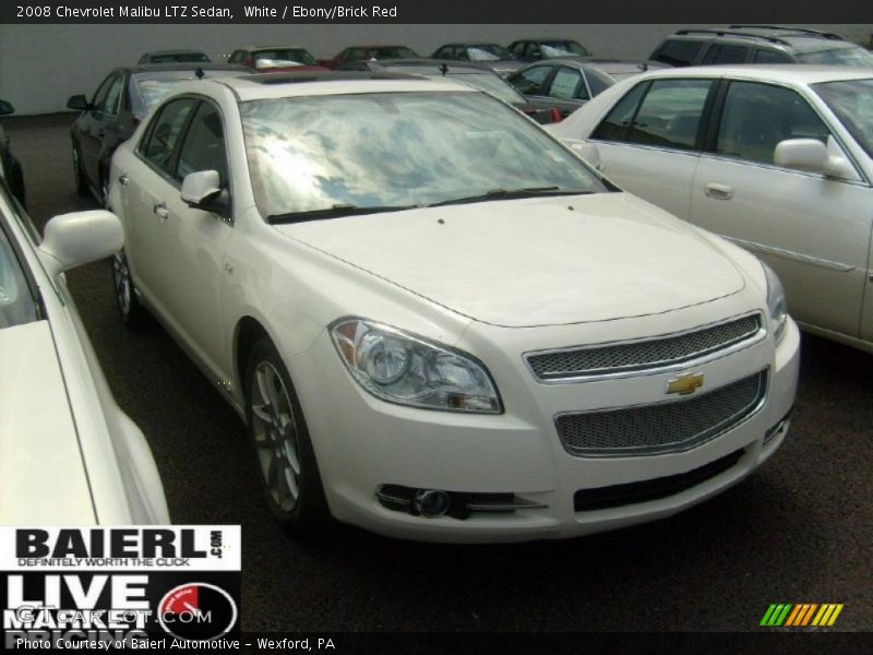 White / Ebony/Brick Red 2008 Chevrolet Malibu LTZ Sedan