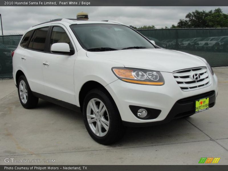 Pearl White / Beige 2010 Hyundai Santa Fe Limited