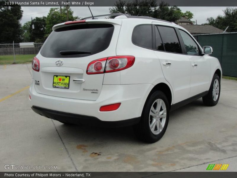 Pearl White / Beige 2010 Hyundai Santa Fe Limited