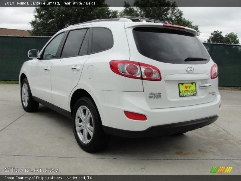 Pearl White / Beige 2010 Hyundai Santa Fe Limited