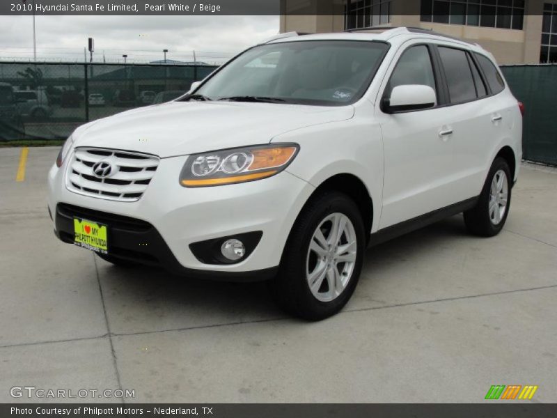 Pearl White / Beige 2010 Hyundai Santa Fe Limited