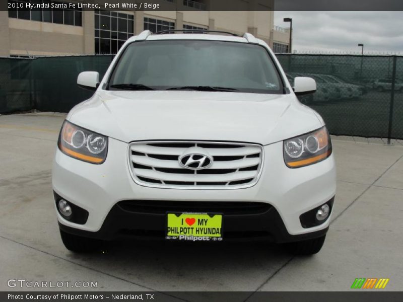 Pearl White / Beige 2010 Hyundai Santa Fe Limited