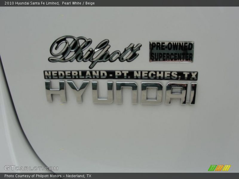Pearl White / Beige 2010 Hyundai Santa Fe Limited