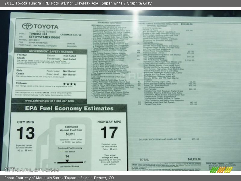 Super White / Graphite Gray 2011 Toyota Tundra TRD Rock Warrior CrewMax 4x4