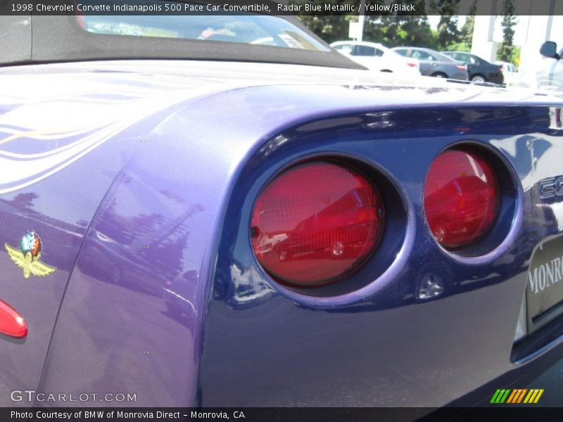 Radar Blue Metallic / Yellow/Black 1998 Chevrolet Corvette Indianapolis 500 Pace Car Convertible