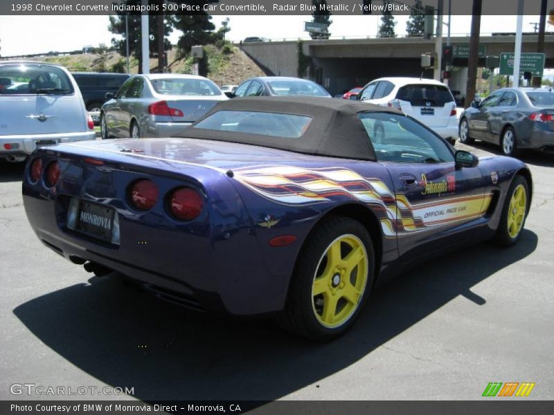 Radar Blue Metallic / Yellow/Black 1998 Chevrolet Corvette Indianapolis 500 Pace Car Convertible