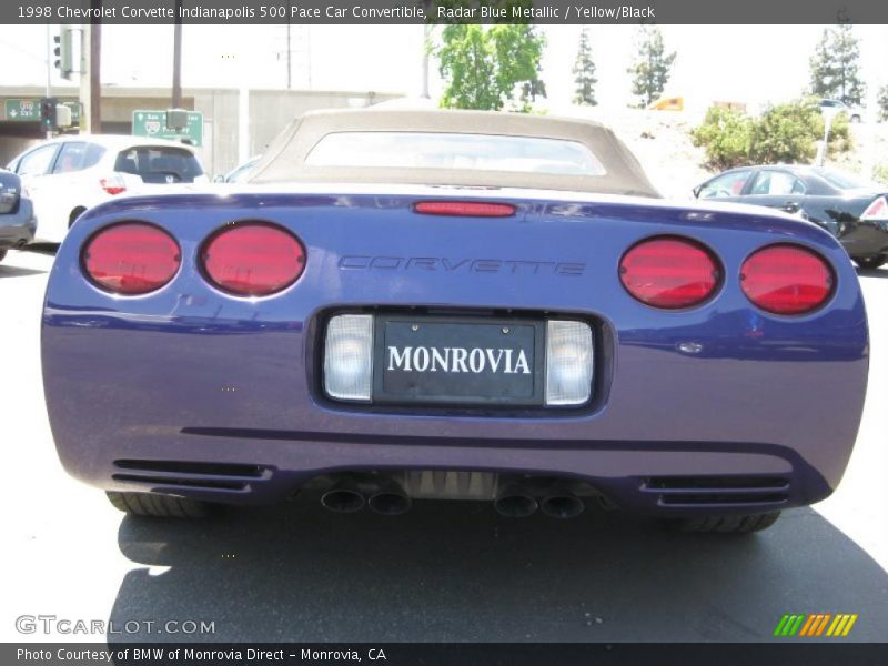 Radar Blue Metallic / Yellow/Black 1998 Chevrolet Corvette Indianapolis 500 Pace Car Convertible