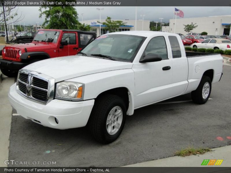 Bright White / Medium Slate Gray 2007 Dodge Dakota SLT Club Cab