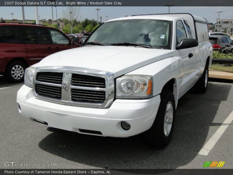 Bright White / Medium Slate Gray 2007 Dodge Dakota SLT Club Cab