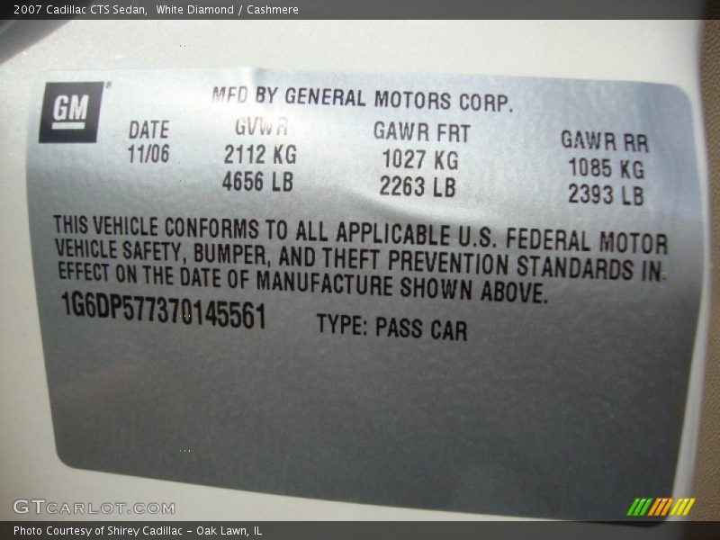 White Diamond / Cashmere 2007 Cadillac CTS Sedan