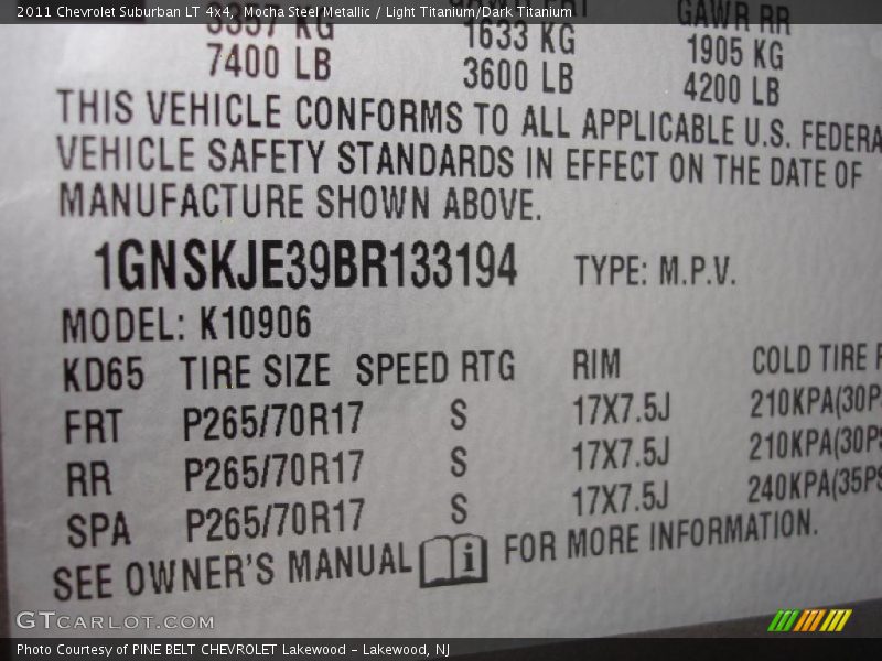 Mocha Steel Metallic / Light Titanium/Dark Titanium 2011 Chevrolet Suburban LT 4x4
