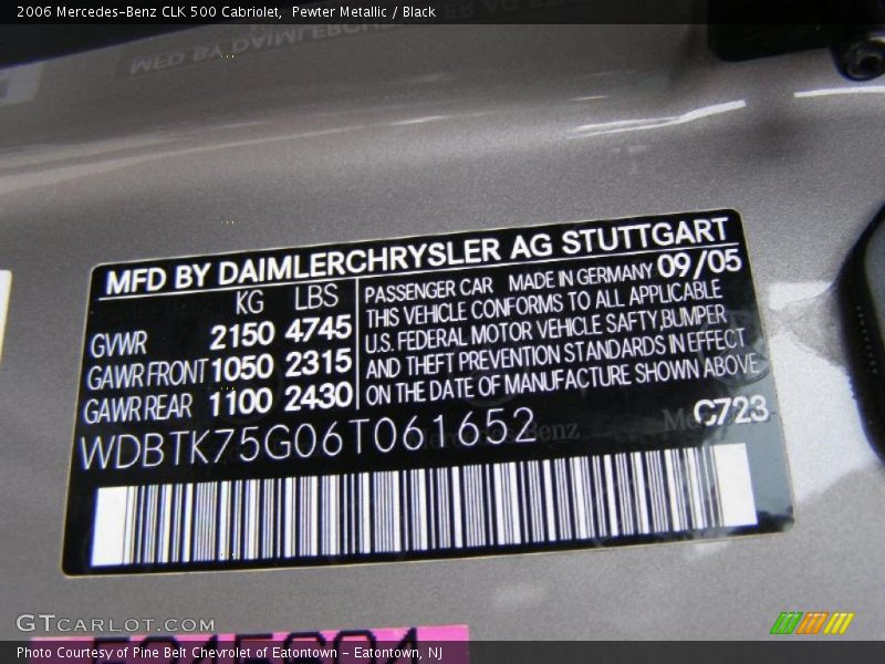 Pewter Metallic / Black 2006 Mercedes-Benz CLK 500 Cabriolet