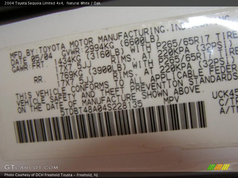 Natural White / Oak 2004 Toyota Sequoia Limited 4x4