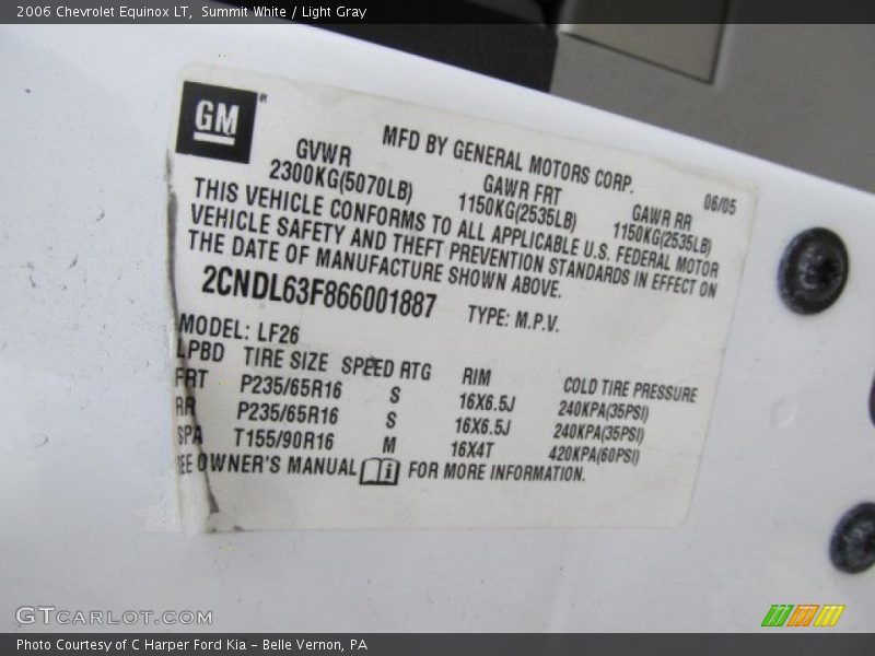 Summit White / Light Gray 2006 Chevrolet Equinox LT