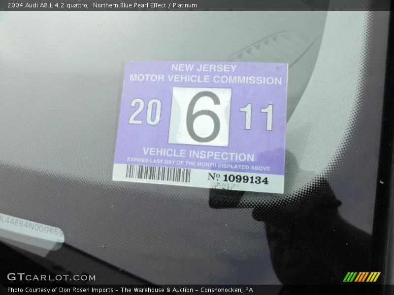 Northern Blue Pearl Effect / Platinum 2004 Audi A8 L 4.2 quattro