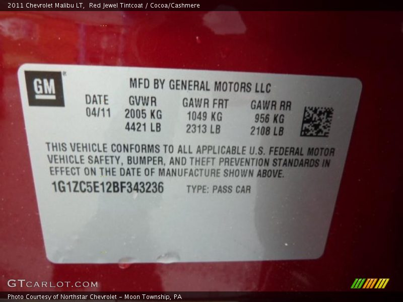 Red Jewel Tintcoat / Cocoa/Cashmere 2011 Chevrolet Malibu LT