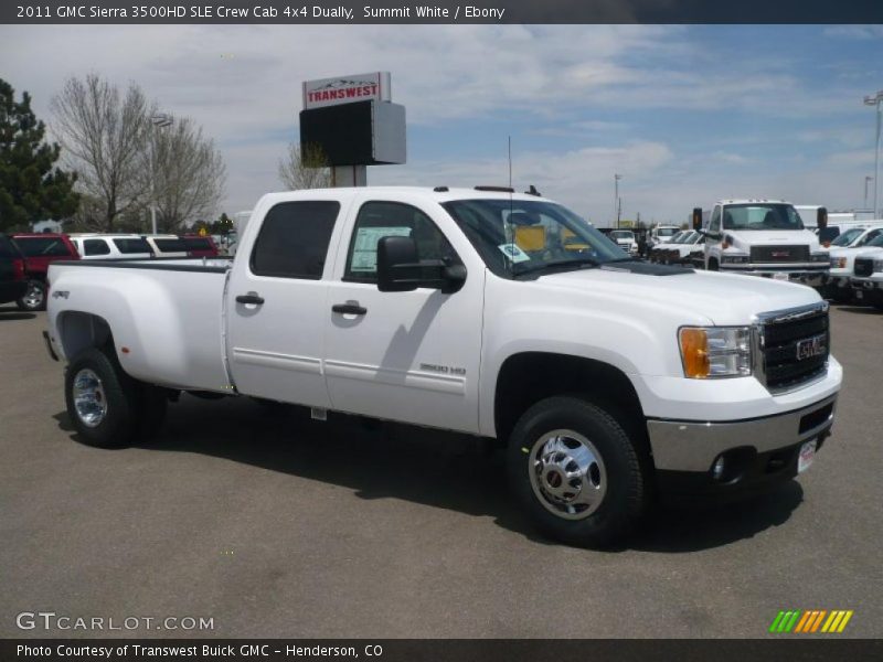 Front 3/4 View of 2011 Sierra 3500HD SLE Crew Cab 4x4 Dually