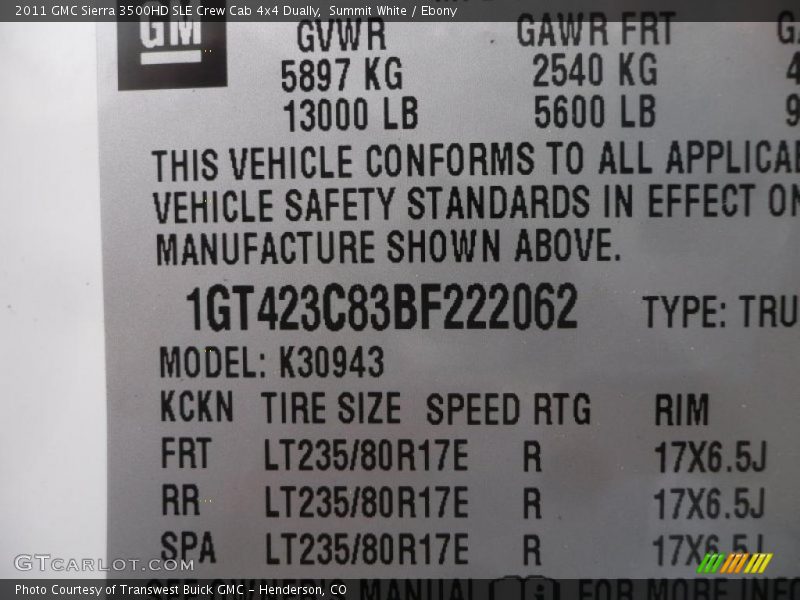 Summit White / Ebony 2011 GMC Sierra 3500HD SLE Crew Cab 4x4 Dually
