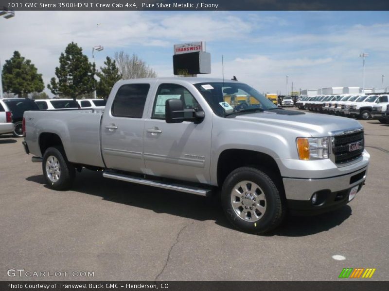 Pure Silver Metallic / Ebony 2011 GMC Sierra 3500HD SLT Crew Cab 4x4