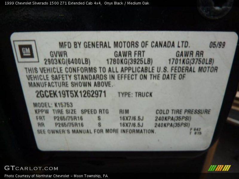 Onyx Black / Medium Oak 1999 Chevrolet Silverado 1500 Z71 Extended Cab 4x4