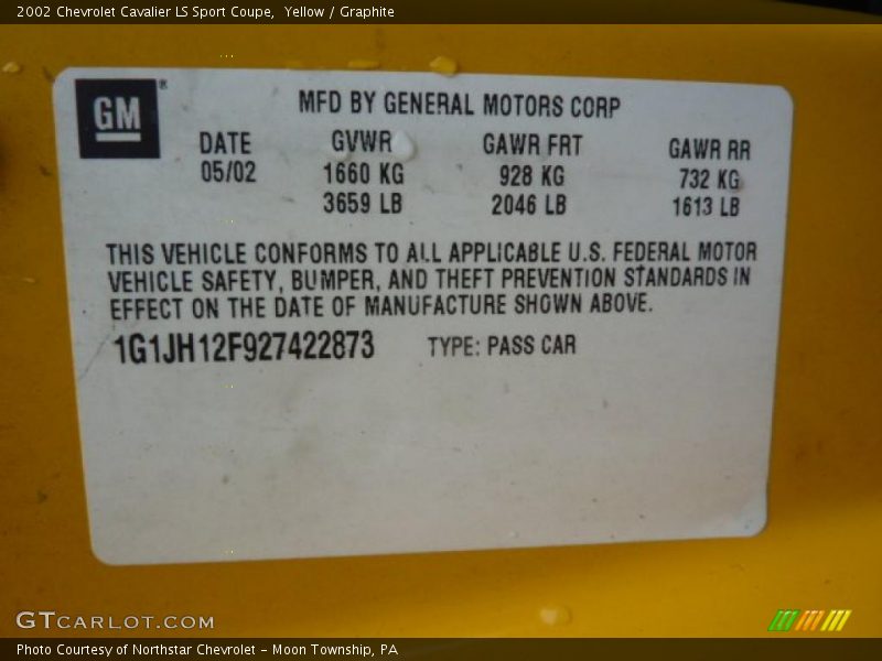 Yellow / Graphite 2002 Chevrolet Cavalier LS Sport Coupe