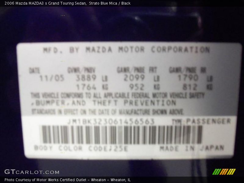 Strato Blue Mica / Black 2006 Mazda MAZDA3 s Grand Touring Sedan