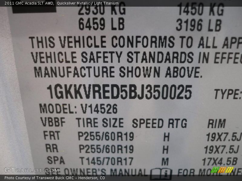 Quicksilver Metallic / Light Titanium 2011 GMC Acadia SLT AWD