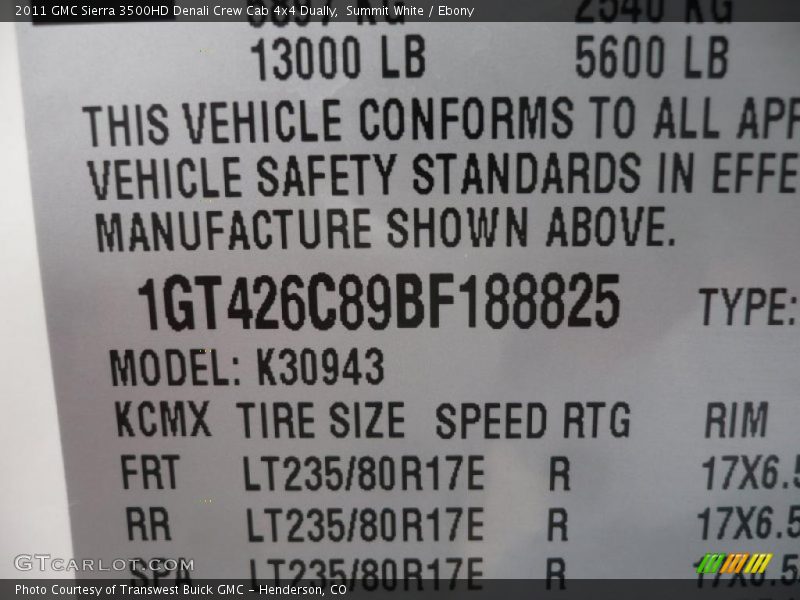 Summit White / Ebony 2011 GMC Sierra 3500HD Denali Crew Cab 4x4 Dually