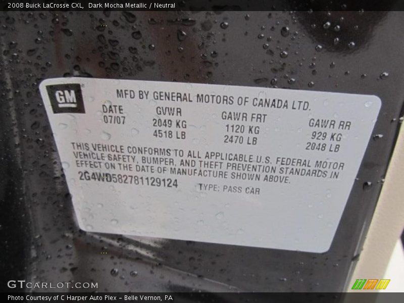 Dark Mocha Metallic / Neutral 2008 Buick LaCrosse CXL