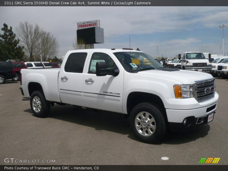 Summit White / Cocoa/Light Cashmere 2011 GMC Sierra 3500HD Denali Crew Cab 4x4