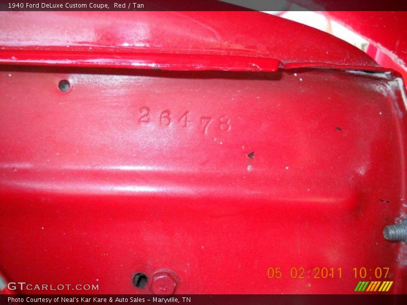 Red / Tan 1940 Ford DeLuxe Custom Coupe