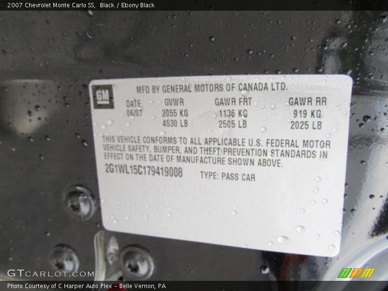 Info Tag of 2007 Monte Carlo SS