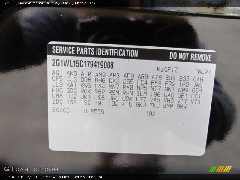 Info Tag of 2007 Monte Carlo SS