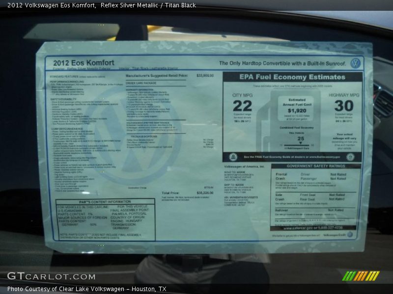  2012 Eos Komfort Window Sticker