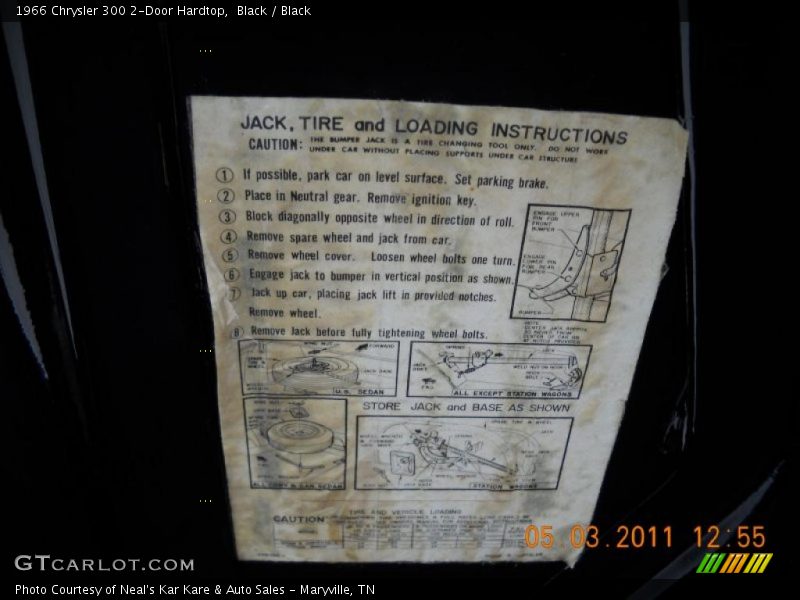 Info Tag of 1966 300 2-Door Hardtop
