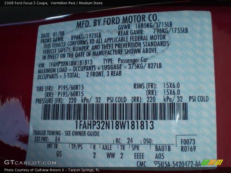 Vermillion Red / Medium Stone 2008 Ford Focus S Coupe