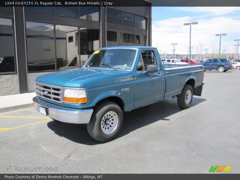 Brilliant Blue Metallic / Gray 1994 Ford F250 XL Regular Cab