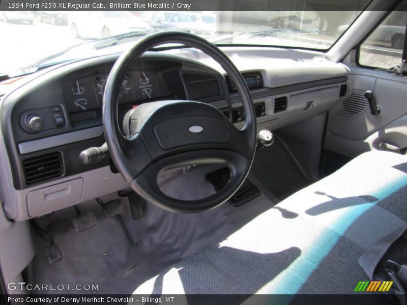 Brilliant Blue Metallic / Gray 1994 Ford F250 XL Regular Cab