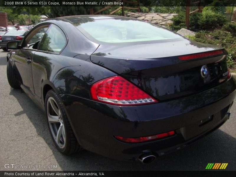 Monaco Blue Metallic / Cream Beige 2008 BMW 6 Series 650i Coupe