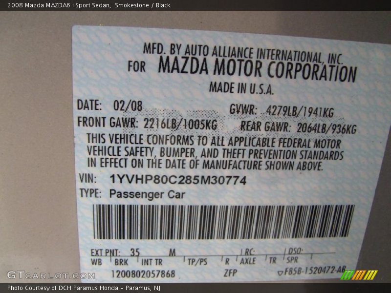 Smokestone / Black 2008 Mazda MAZDA6 i Sport Sedan