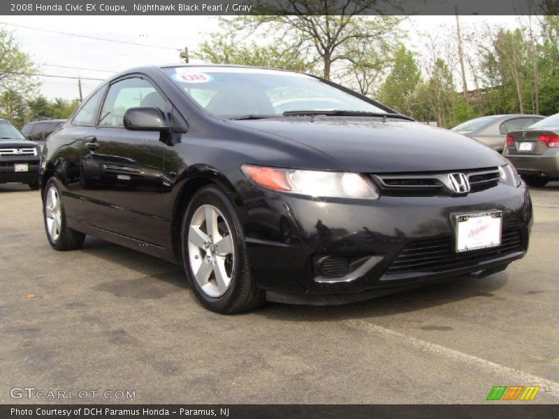 Nighthawk Black Pearl / Gray 2008 Honda Civic EX Coupe