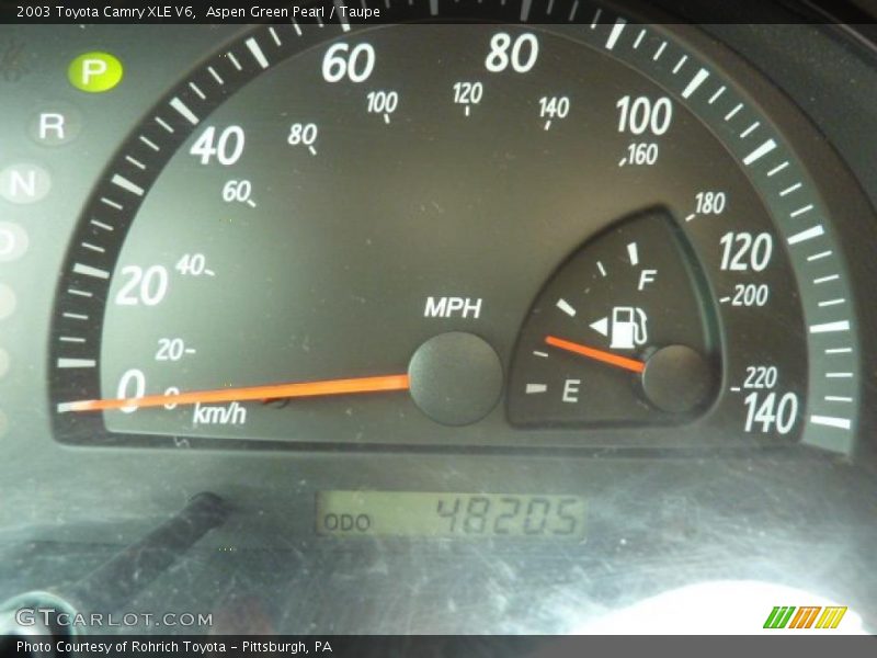 Aspen Green Pearl / Taupe 2003 Toyota Camry XLE V6