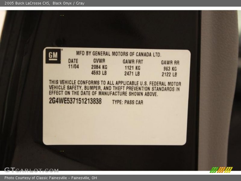 Black Onyx / Gray 2005 Buick LaCrosse CXS