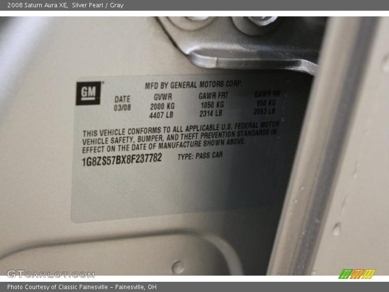Silver Pearl / Gray 2008 Saturn Aura XE