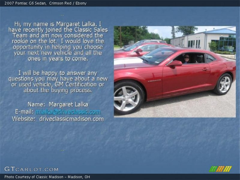 Crimson Red / Ebony 2007 Pontiac G6 Sedan